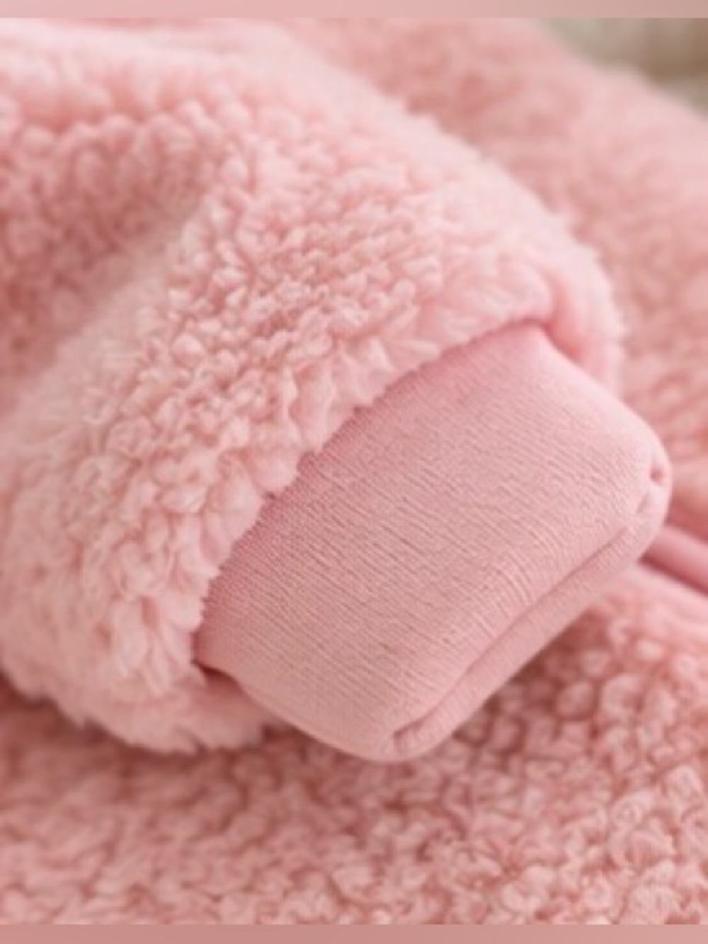 NWOT Pink Sherpa Baby Bear Hooded Snowsuit 0-3M Footed Bunting Cozy Winter - Picture 7 of 13